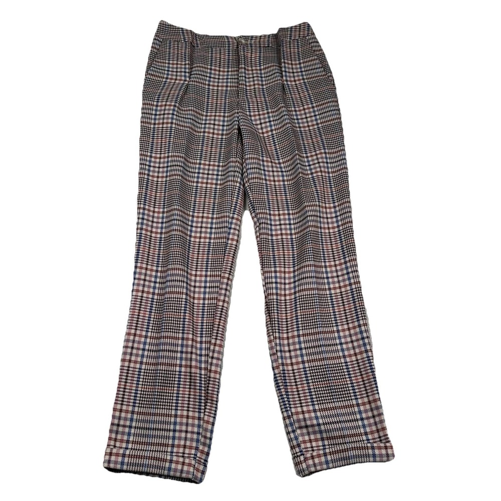 Anthropologie Pants‎ Women's 0 Malcolm Tapered Leg Cuffed Houndstooth Plaid